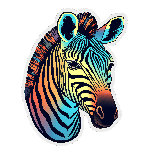 POD Design Colorful Zebra Head Art - Creative Animal Portrait