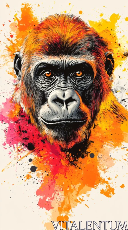 Vibrant Monkey Face Art AI Image