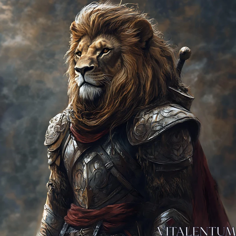 AI ART Armored Lion King Fantasy Illustration