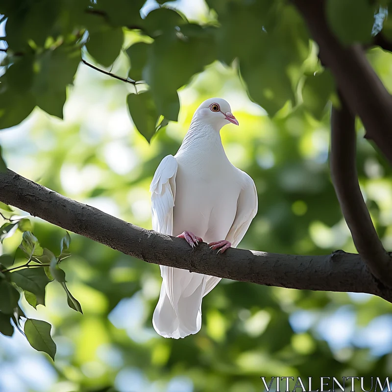 Dove Resting on Tree Branch AI Image