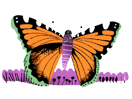 POD Design Digital Illustration of Monarch Butterfly on Leaf