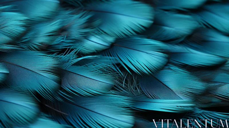 Exquisite Blue Feathers on Dark Background - Nature's Design AI Image