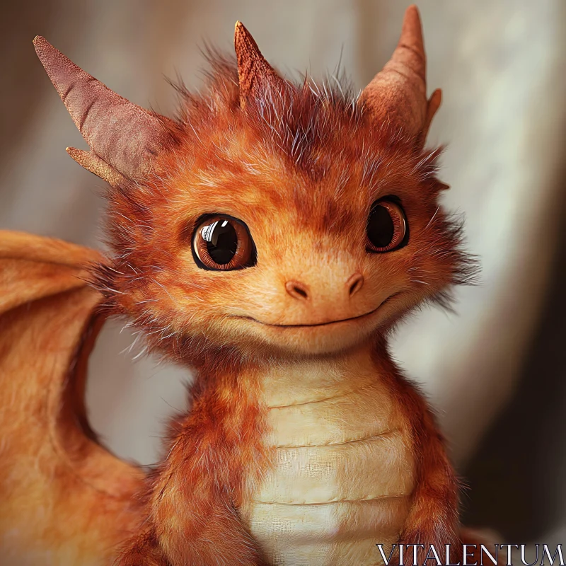 Enchanting Baby Dragon with Amber Fur AI Image