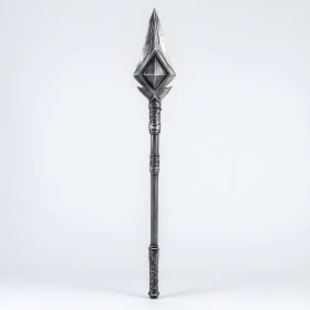 Detailed Metal Spear with Diamond Center