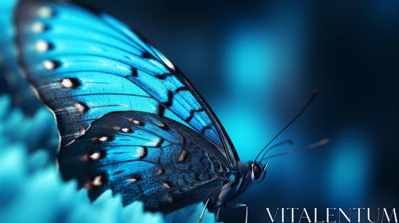 Luminous Blue Butterfly Wallpaper in Dark Cyan and Black AI Image