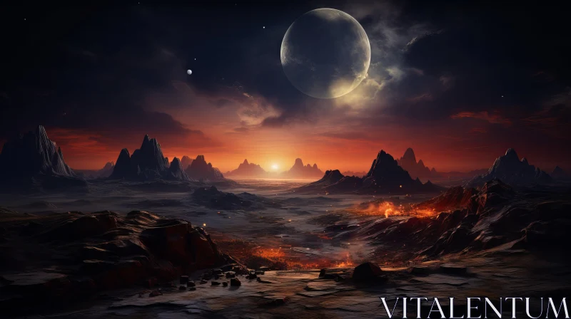 Mysterious Alien World Landscape - Captivating Astronomy Photography AI Image