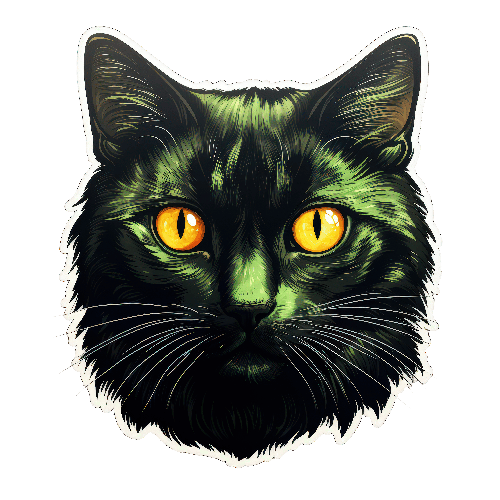 Realistic Digital Painting of a Black Cat's Face POD Design