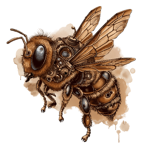 Steampunk Bee in Flight - Digital Artwork POD Design