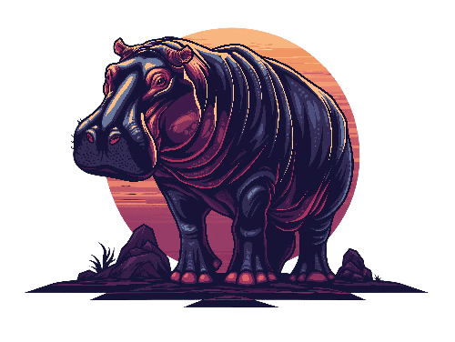 POD Design Stylized Hippopotamus T-shirt Design Illustration