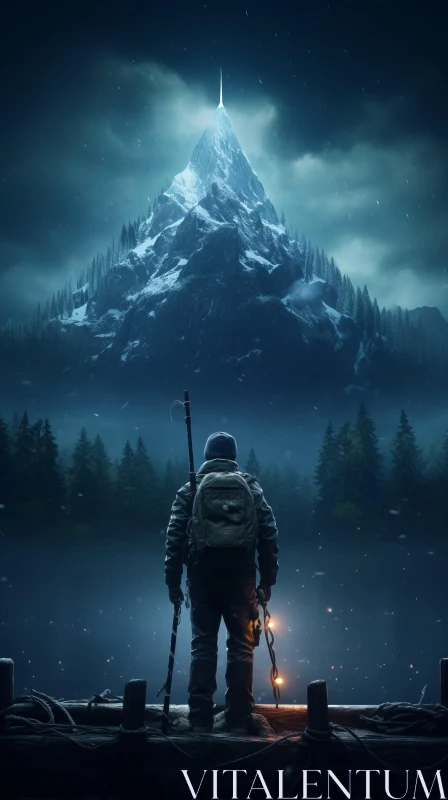 Unlimited Explorer Game Poster | Moody Realism | Mountainous Vistas | Snow Scenes AI Image