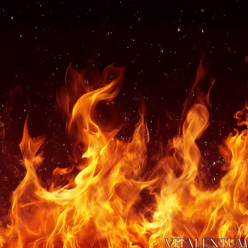 Blazing Orange and Yellow Fire Flames AI Image