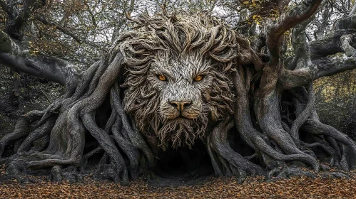 Wooden Lion Artwork