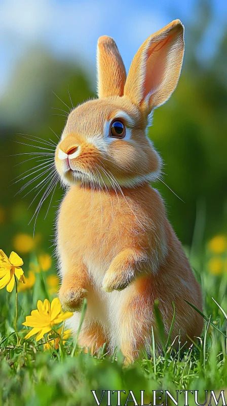 Bunny in a Sunny Field AI Image