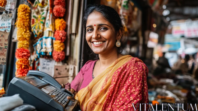 AI ART Smiling Woman in Traditional Indian Dress