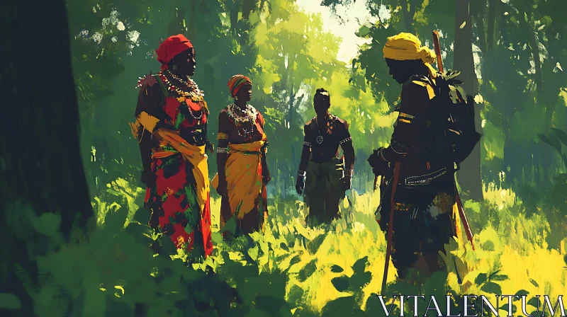 African People in Forest AI Image