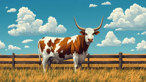 Tranquil Countryside: A Cow and Clouds