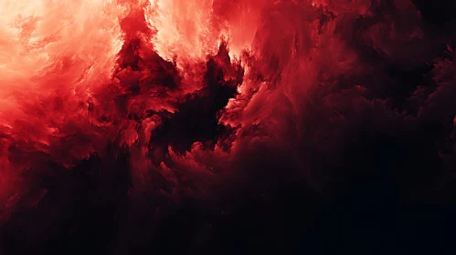 Intense Red and Black Abstract Cloud Art