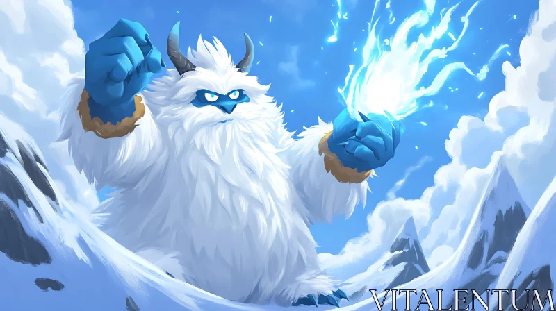 AI ART Winter Yeti with Magical Flame