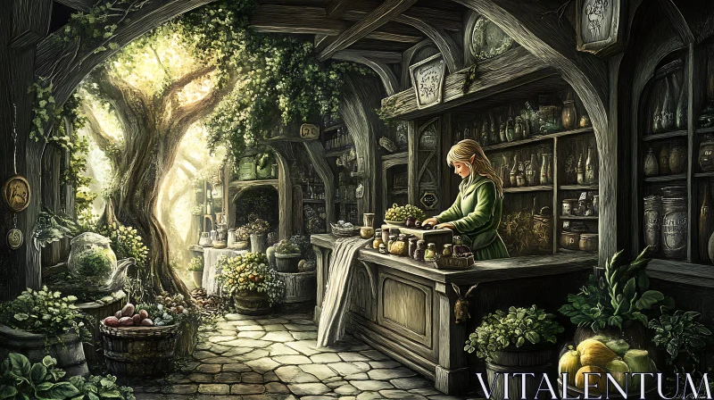 AI ART Elf's Herbalist Shop