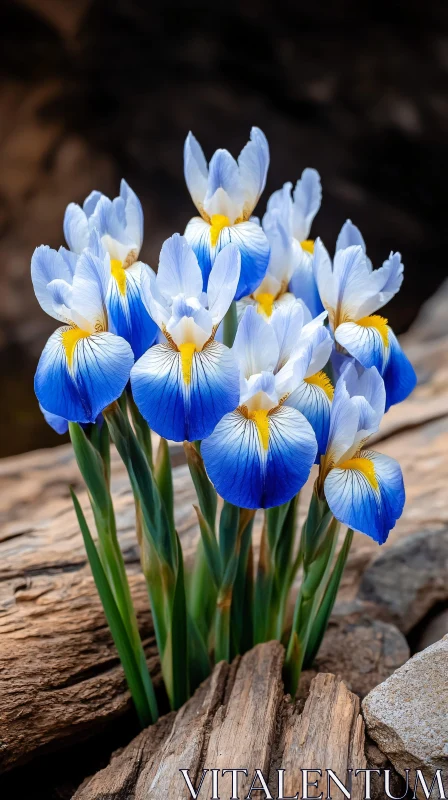 Blooming Blue Irises AI Image