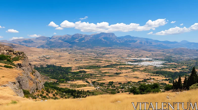 Valley and Mountain Range Landscape AI Image