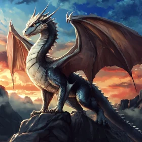 Fantasy Dragon on Mountain Top Artwork