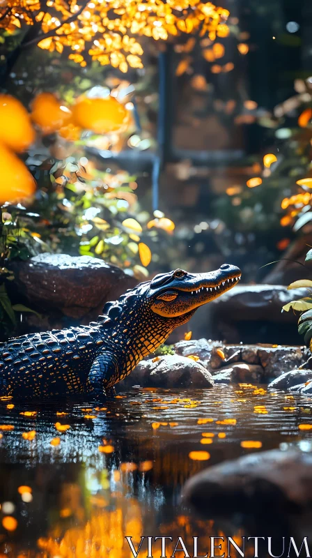 Reptilian Tranquility in Nature AI Image