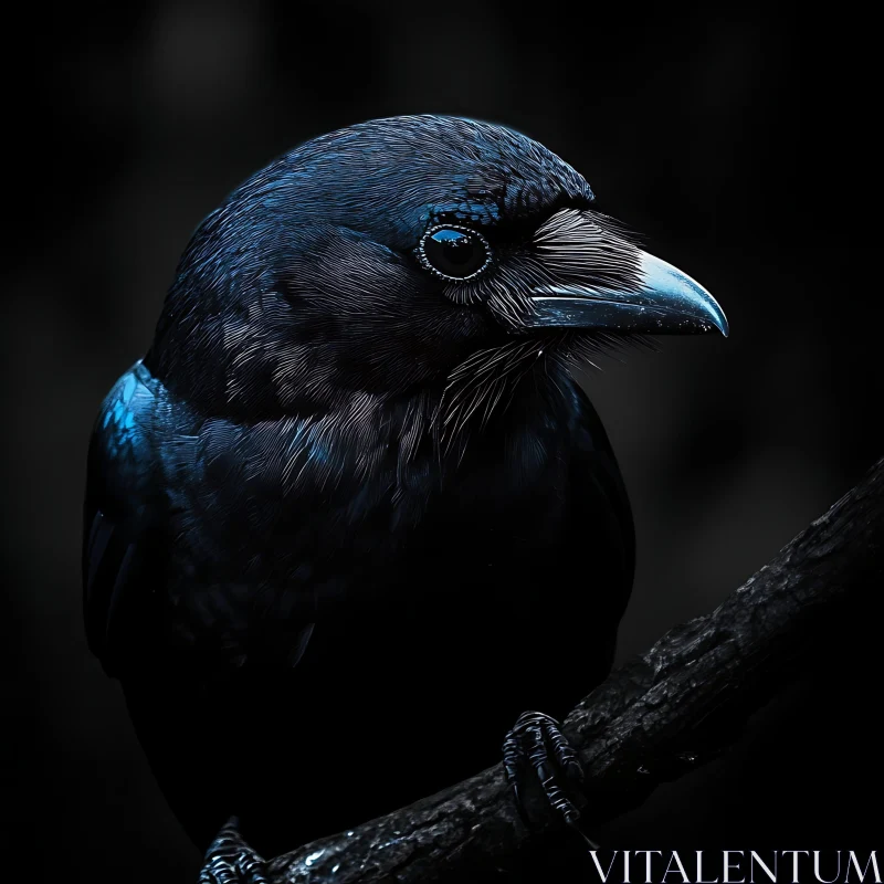 Mystic Raven on a Branch AI Image