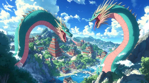 Twin Dragons Over Ancient City