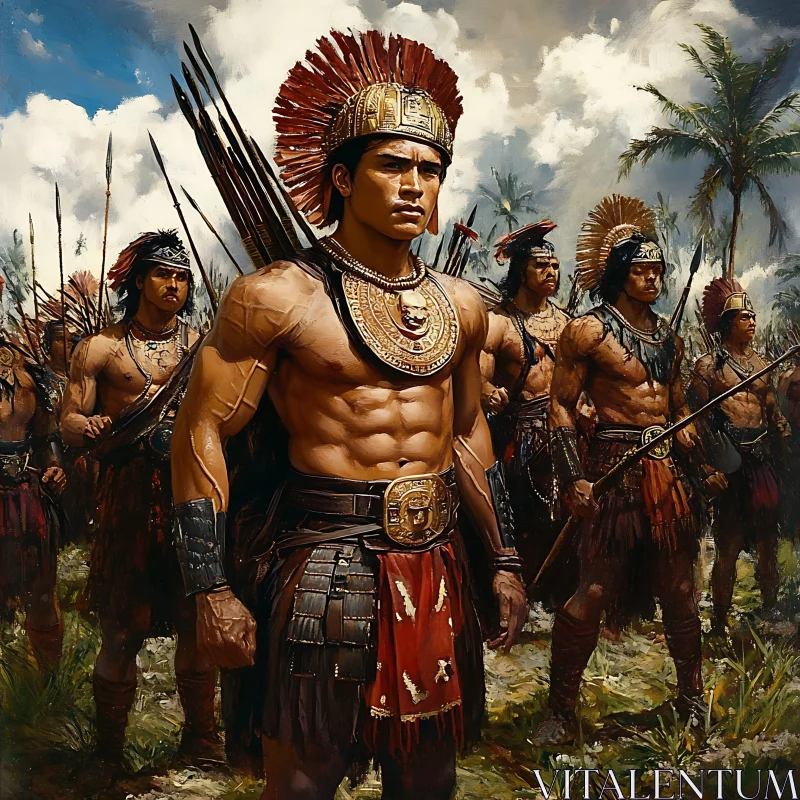 AI ART Ancient Aztec Warriors in Formation