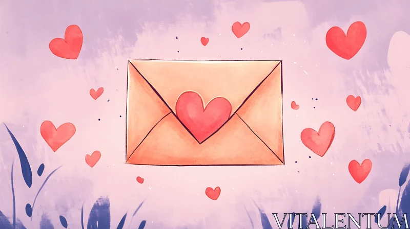 Romantic Letter with Hearts AI Image