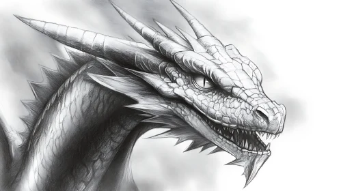 Detailed Dragon Head Drawing