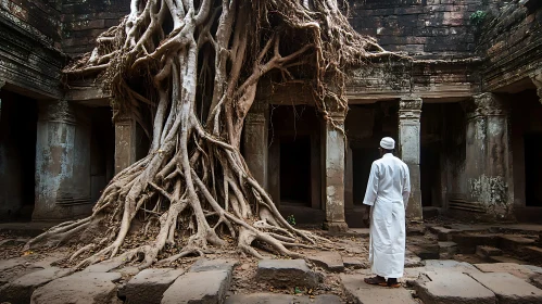 Nature's Embrace: Roots and Ruins