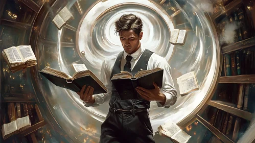 Scholar Immersed in Knowledge
