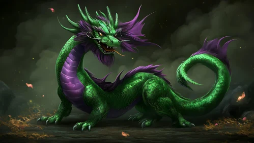 Emerald Dragon in Smoky Realm