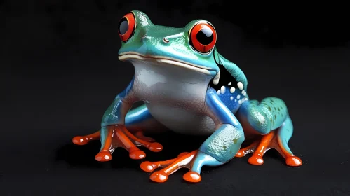 Vivid Blue and Green Frog in Detail