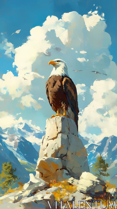 AI ART Eagle on Rocky Summit