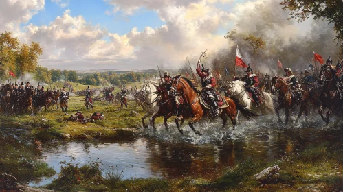 Historical Battle Scene with Mounted Soldiers