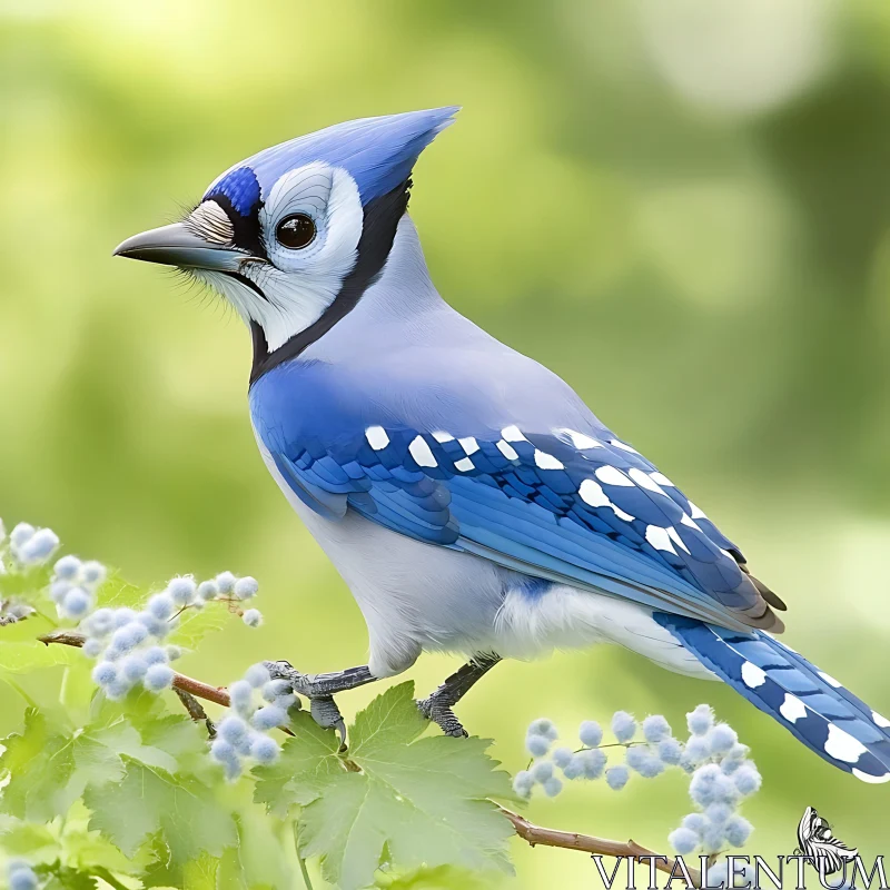 Blue Bird Portrait in Natural Light AI Image