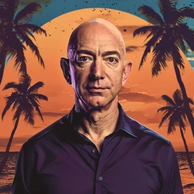 Jeff Bezos Beach Sunset Art