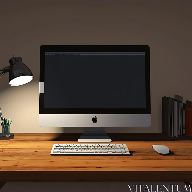 Minimalist Office Desk Setup AI Image