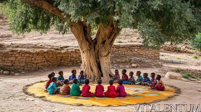 Kids Circle Learning Outdoors AI Image