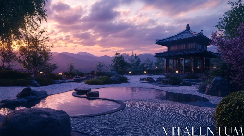 Zen Garden Serenity at Twilight AI Image