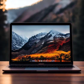 Mountain Landscape on Laptop Screen