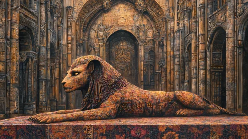 Hieroglyphic Lion Sculpture