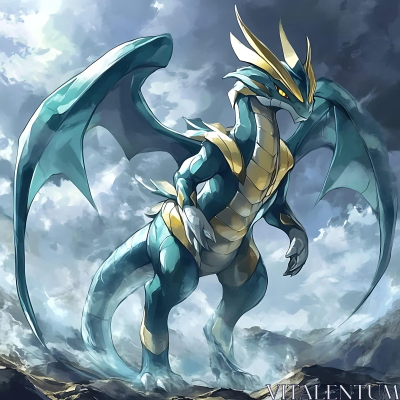 Fantasy Dragon Illustration AI Image