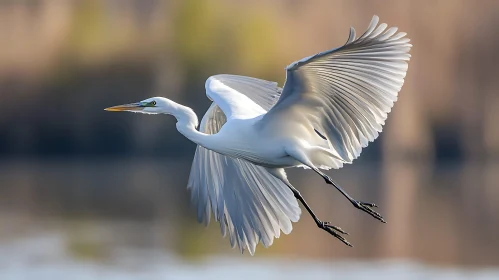 Majestic Flight of a White Heron