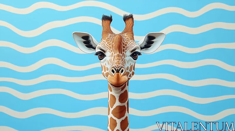 AI ART Playful Giraffe with Blue Pattern