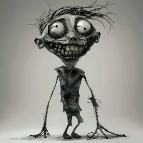 3D Rendered Realistic Cartoon Zombie in Spotlight