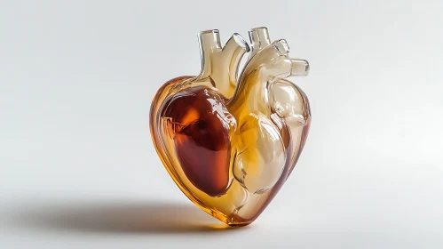 Anatomical Glass Heart with Liquid